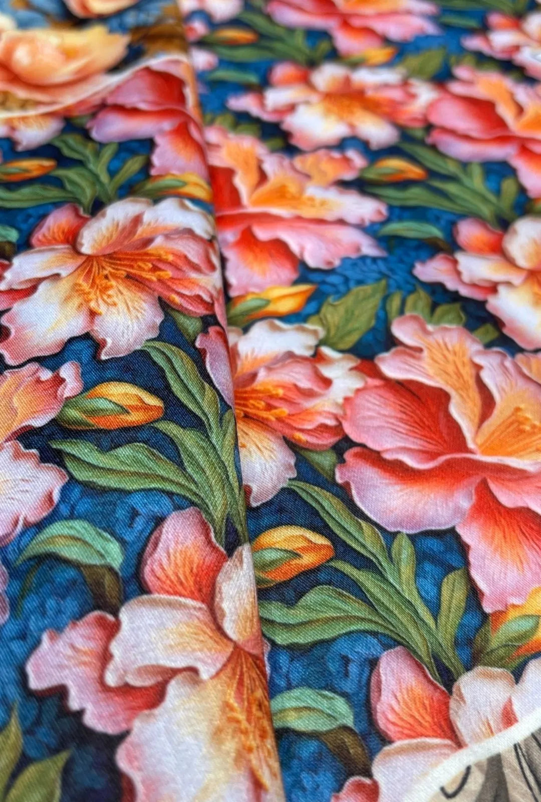Snow Cotton Fabric with Artistic Digital Print Patterns