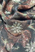 Snowflake Metallic Foil Embroidered NC Satin Premium Textile