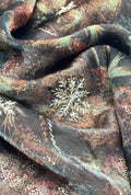 Snowflake Metallic Foil Embroidered NC Satin Premium Textile