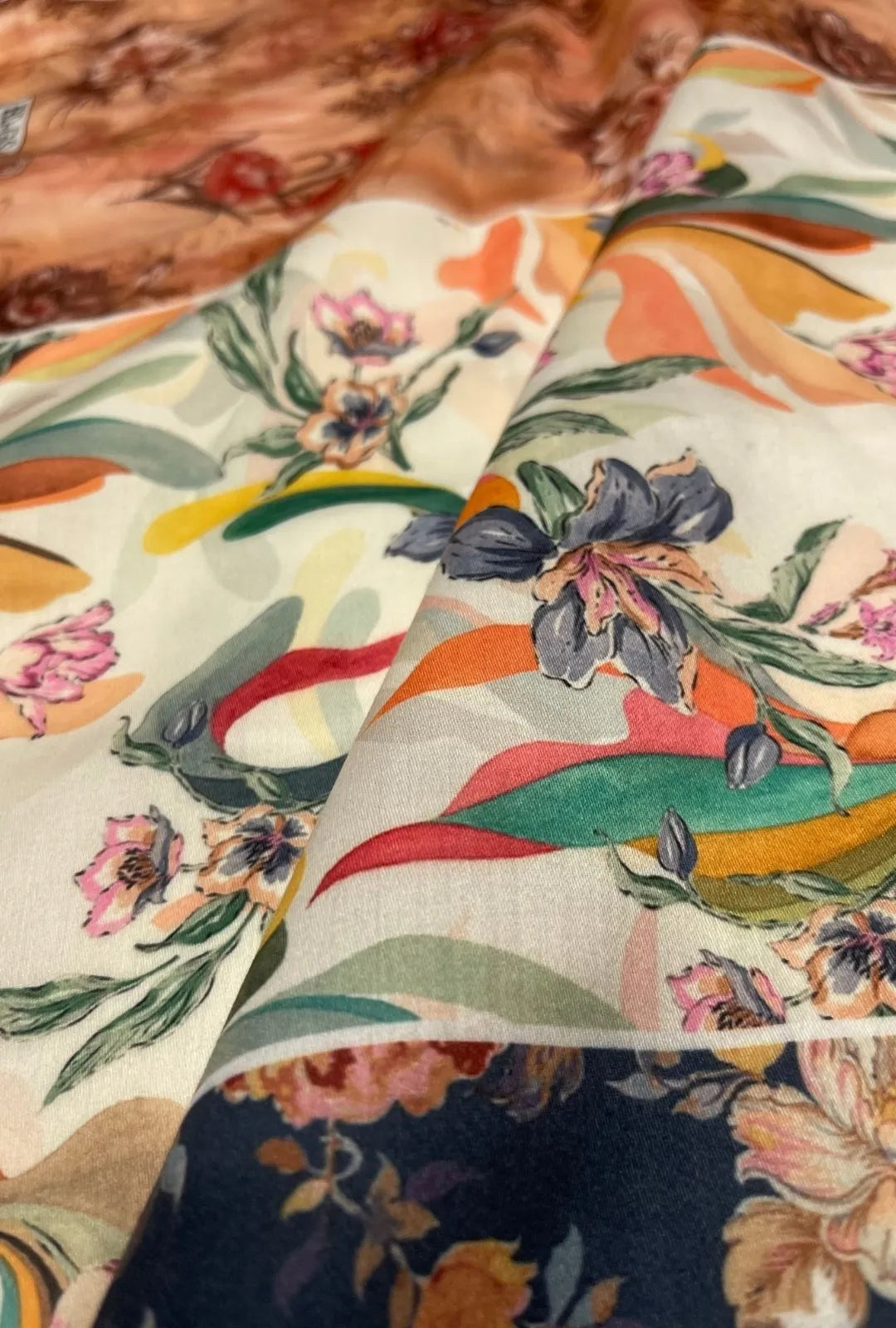 Soft Finish Snow Cotton Fabric with Digital Print Detailing