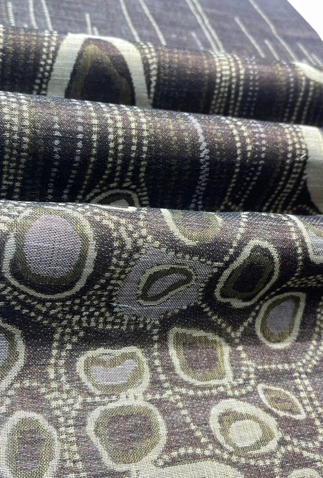 Sophisticated Abstract Patterned Woven Linen Jacquard Fabric