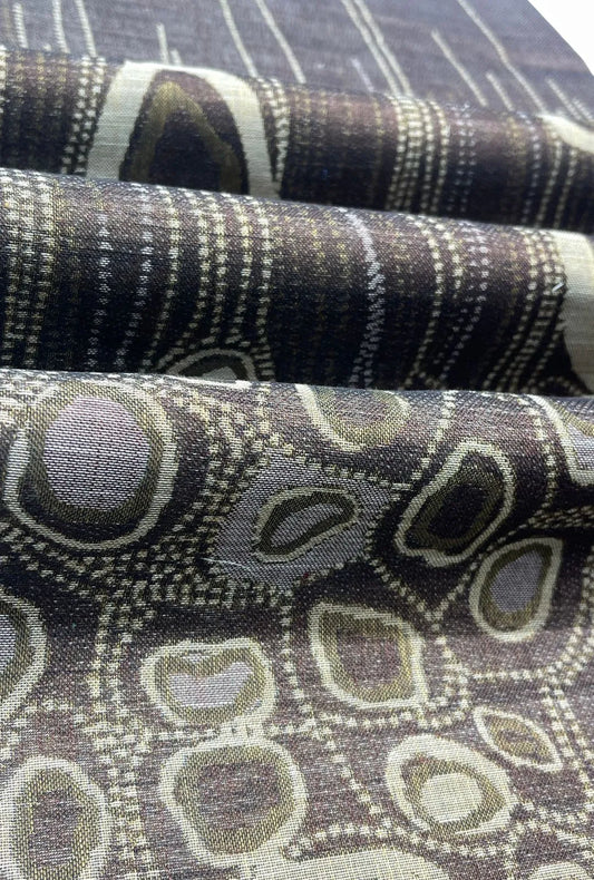 Sophisticated Abstract Patterned Woven Linen Jacquard Fabric