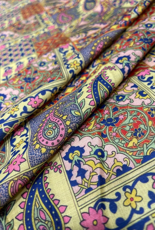 Splendid Paisley Digital Print Linen Premium Kaftan Material