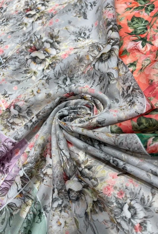 Splendid Pastel Panel Printed London Cotton Elite Gown Fabric