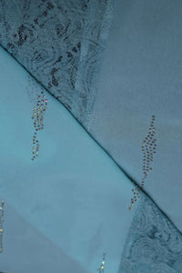 Sky Blue Neted Design Stole For Abaya