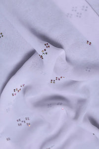 Stonework White Neted Stole For Abaya