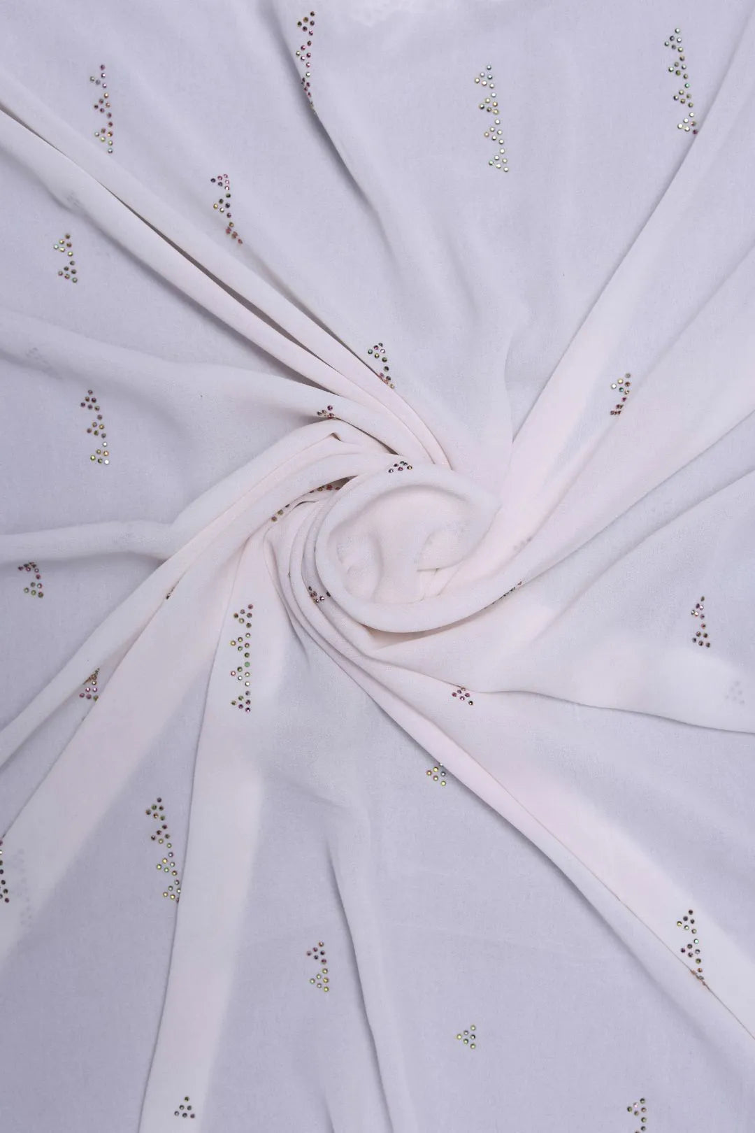 Stonework White Stole For Abaya