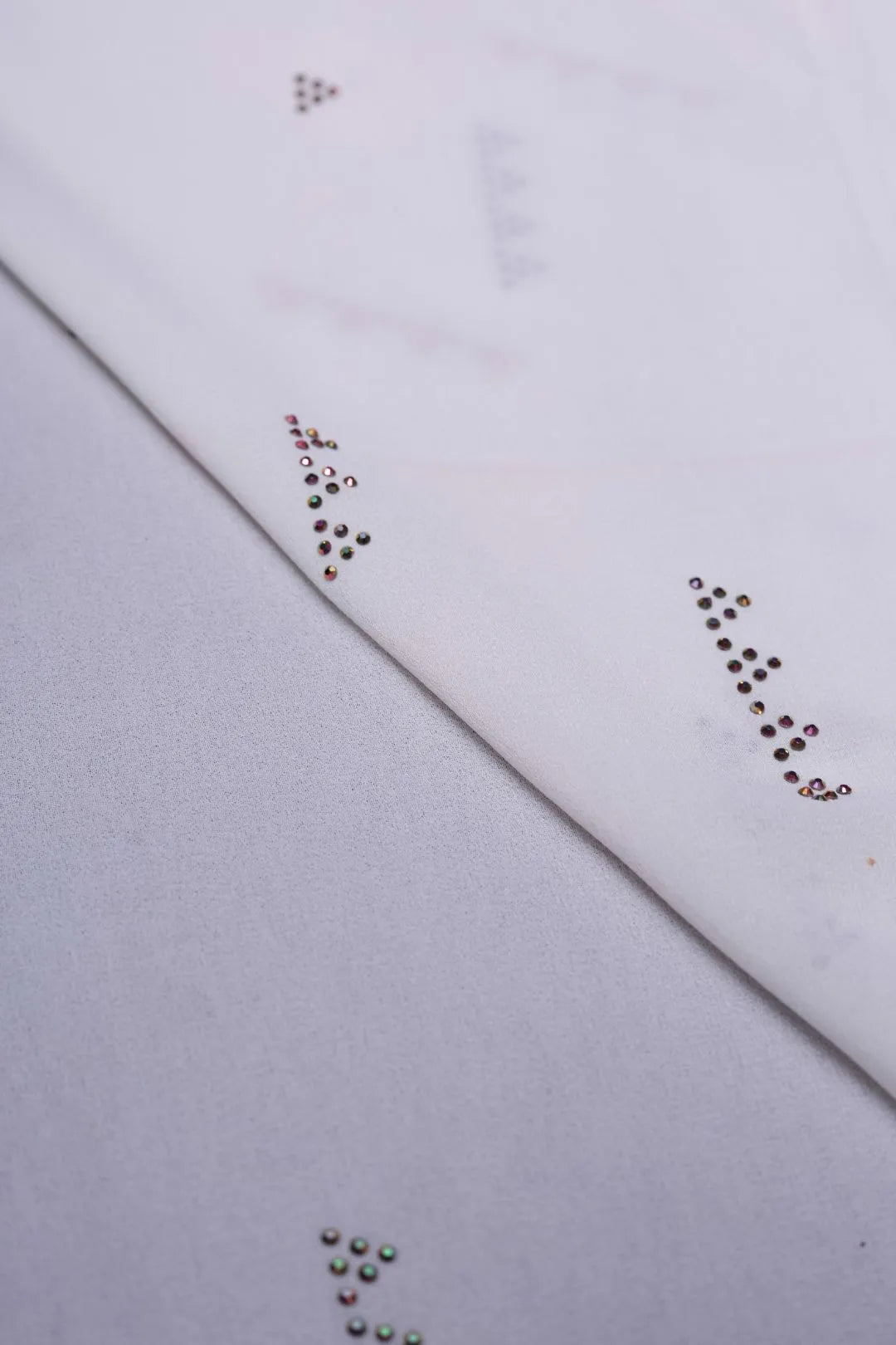 Stonework White Stole For Abaya