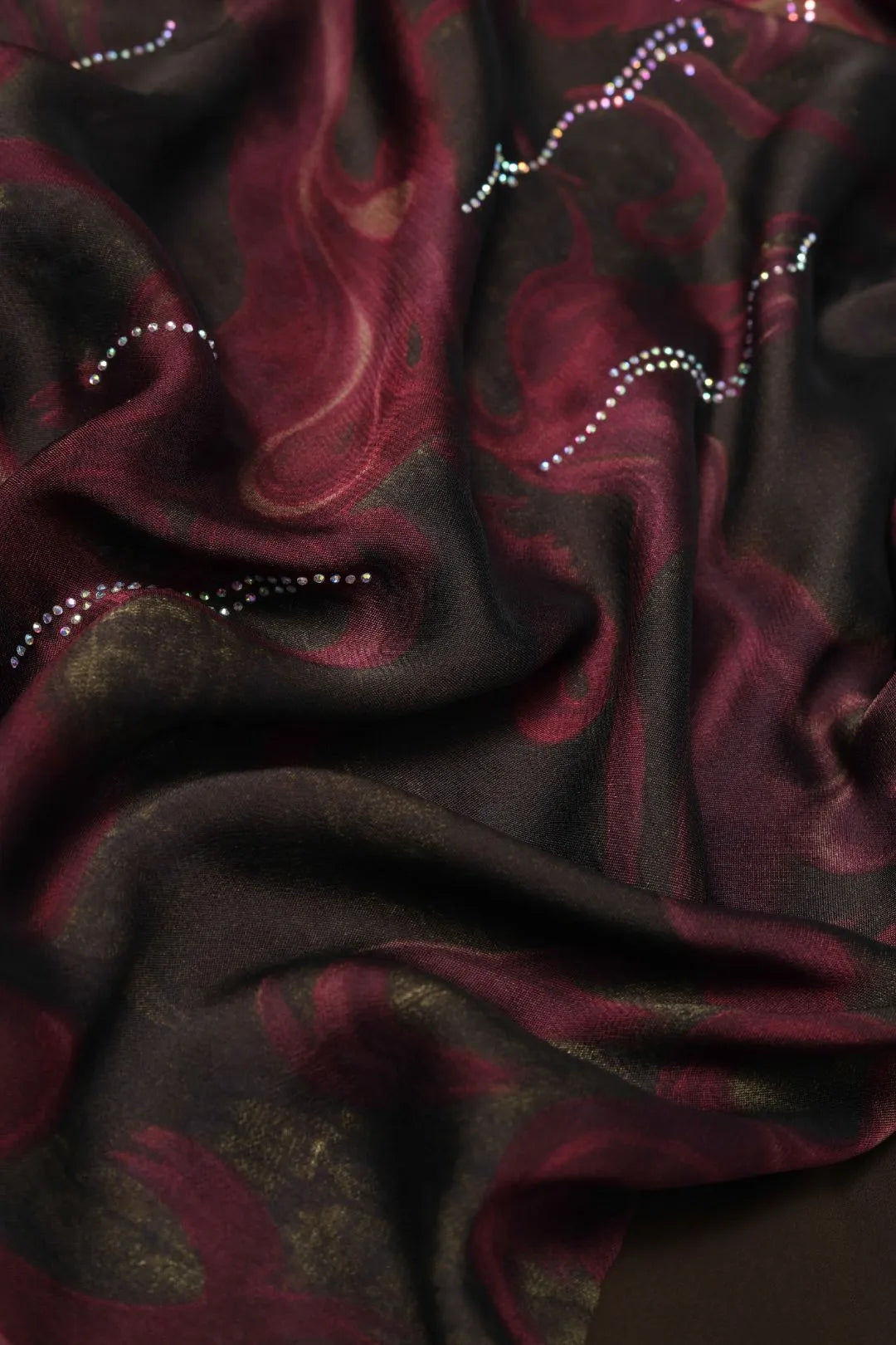 Stonework Wine Stole For Abaya