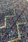Striking Midnight Blue Chanderi Fabric with Golden Embroidery
