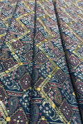 Striking Midnight Blue Chanderi Fabric with Golden Embroidery