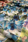 Stunning Blue Floral Printed London Cotton Luxury Gown Fabric