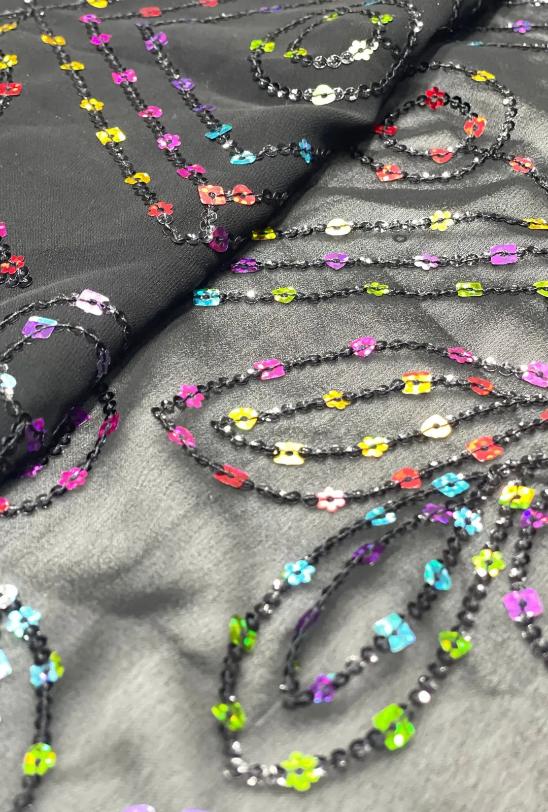 Stunning Georgette Fabric With Multi Sequence Embroidery Work