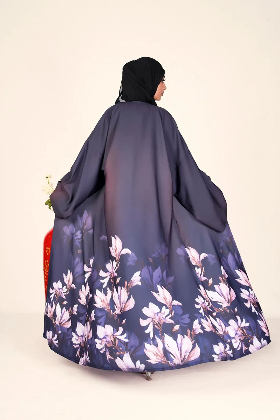 Stylish Crepe Shrug in Bloom with Flowing Petal Hem
