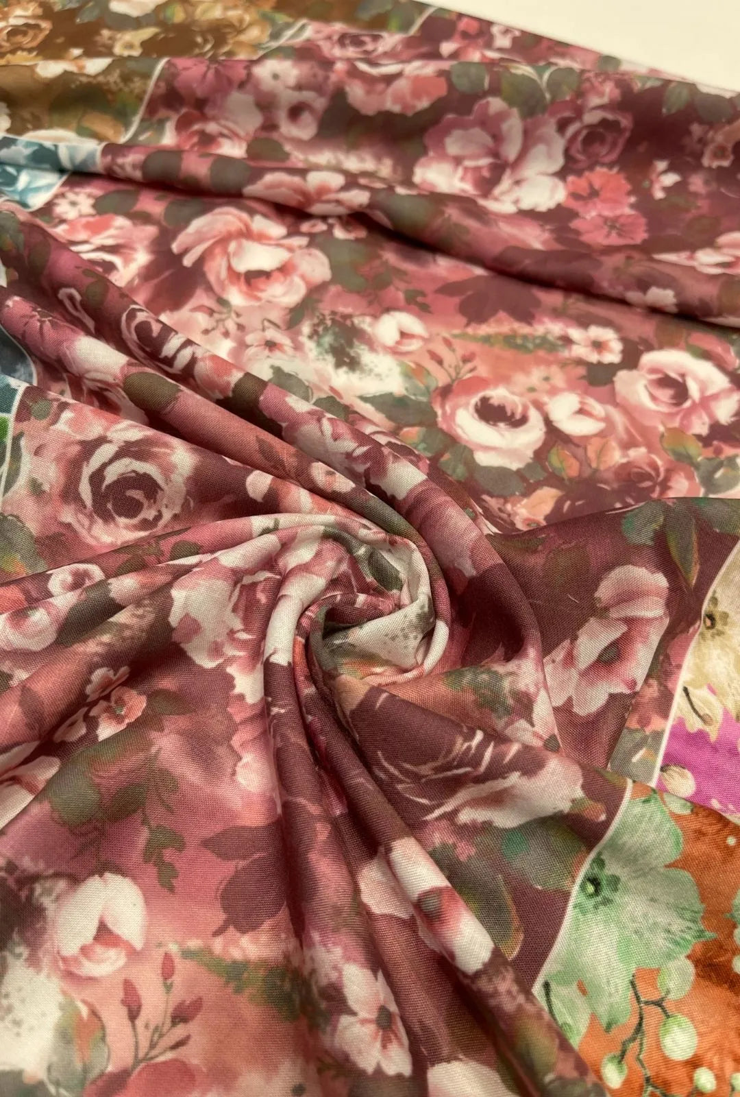 Sublime Berry Floral Printed London Cotton Luxury Gown Fabric