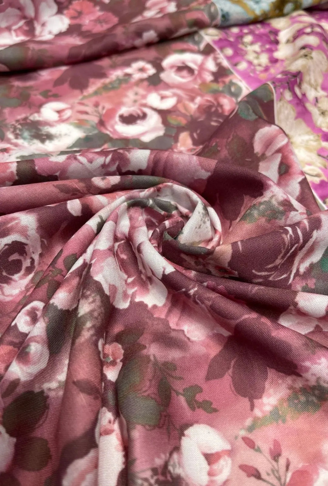 Sublime Berry Floral Printed London Cotton Luxury Gown Fabric