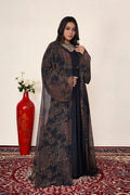 Textured Chiffon Sequin Long Overlay Abaya Style Shrug For Women