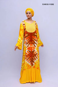 Tiger Printed Kaftan With Scarf For Women