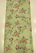 Tinted Satin Jacquard Segment Depicting Leaves Upon Ridged Meshes