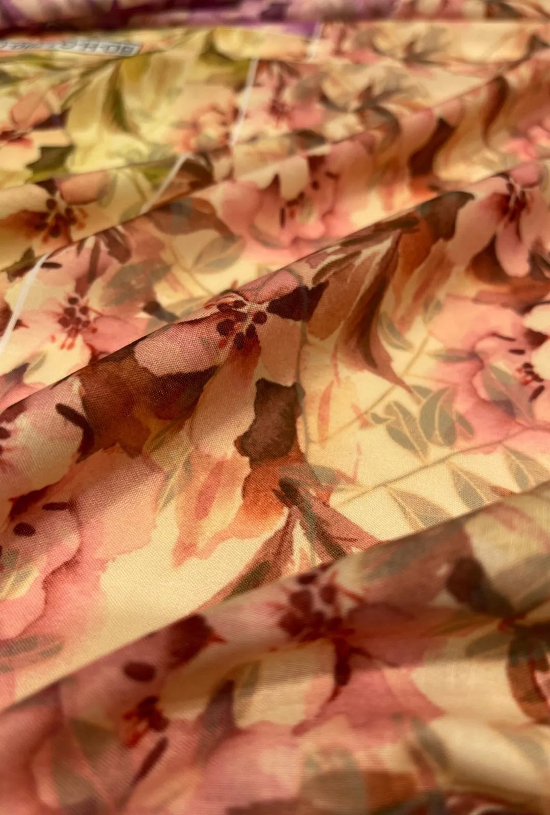 Watercolor Botanical Patterned London Cotton Kaftan Fabric