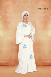 White Abaya Dubai Women Elegant Party Wear Kaftan
