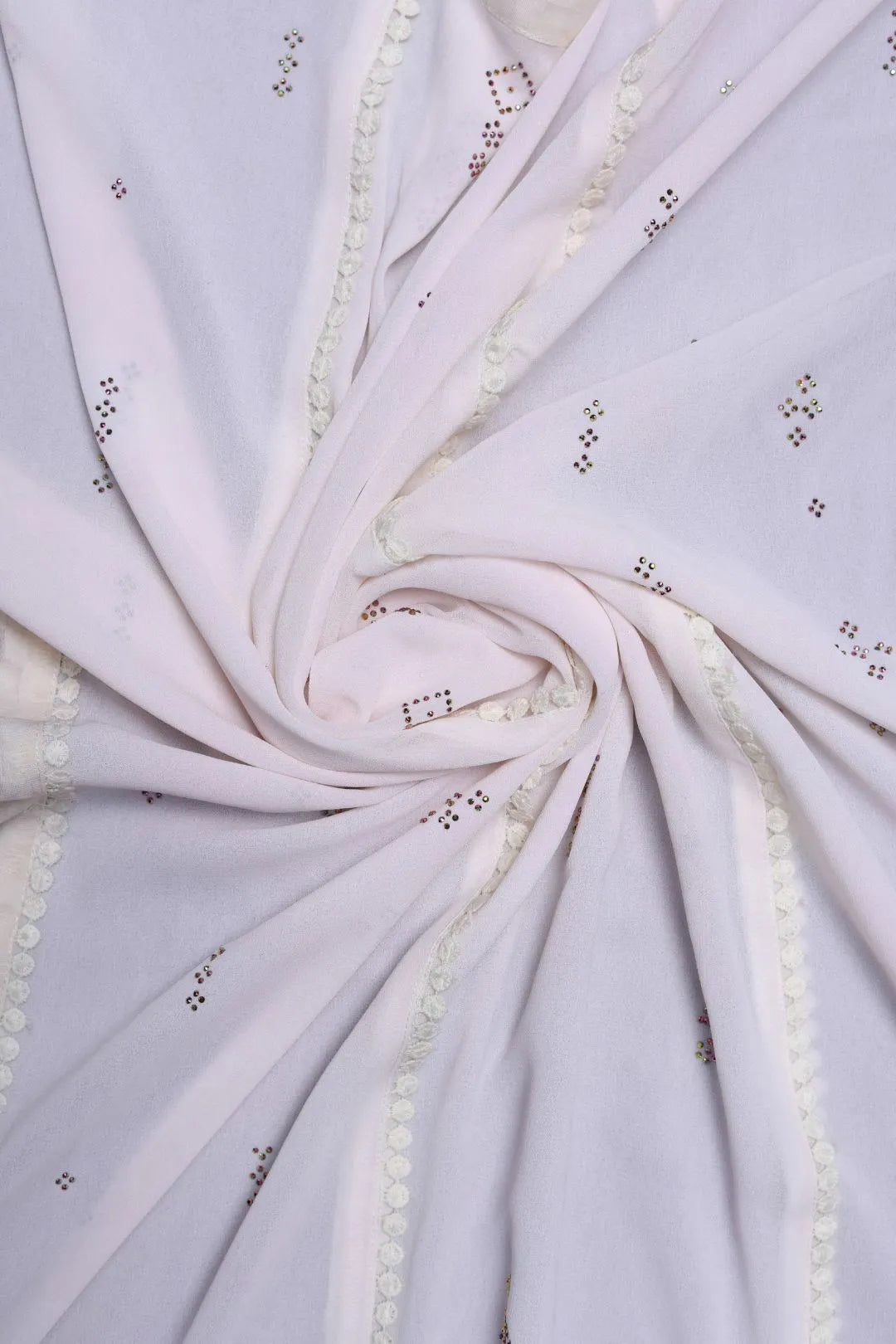 White Lining Stonework Stole For Abaya