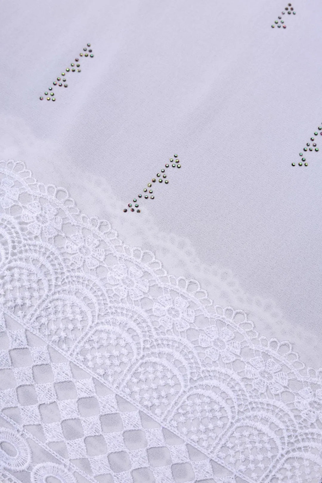 Stonework White Stole For Abaya