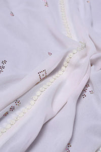 White Lining Stonework Stole For Abaya