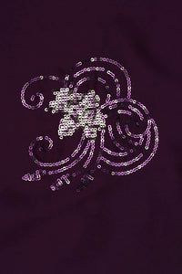 Wine Barbie With Spangle Sequins Embroidery Work Fabric