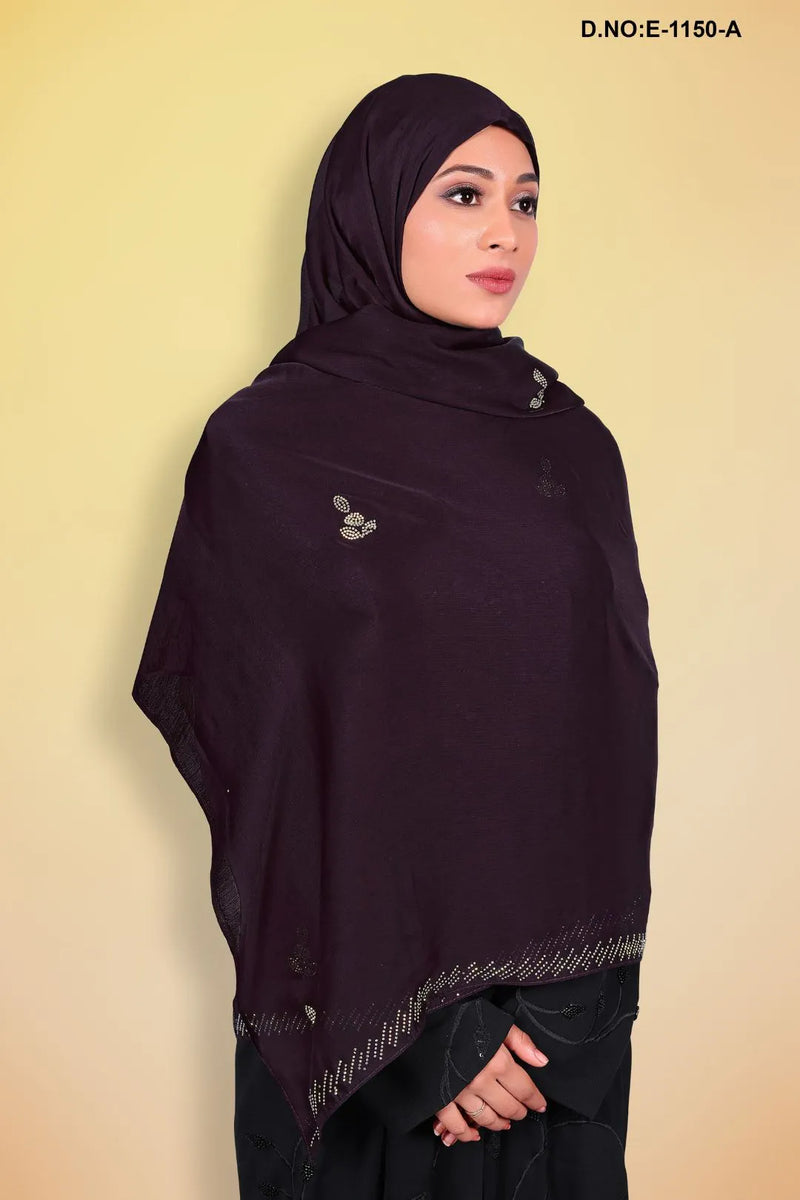 Wine Designer Diamond Stone Beaded Dupatta