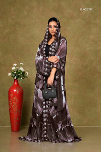 Wine Graceful Floral Printed Shrug with Elegant Drape
