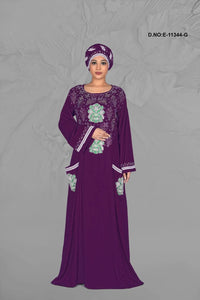 Wine Hand Embroidered Gorgeous Kaftan in Light Weight