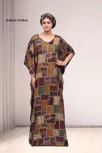 Wine Patch Design Kaftan With Stole For Women