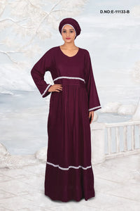 Wine Premium Designer Kaftan With Scarf For Women