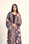 Women Chiffon Open Front Shrug Full Length Floral Modest Overlay