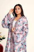 Women Chiffon Open Front Shrug Full Length Floral Modest Wear Layer