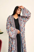 Women Chiffon Open Front Shrug Full Length Printed Modest Wear Overlay