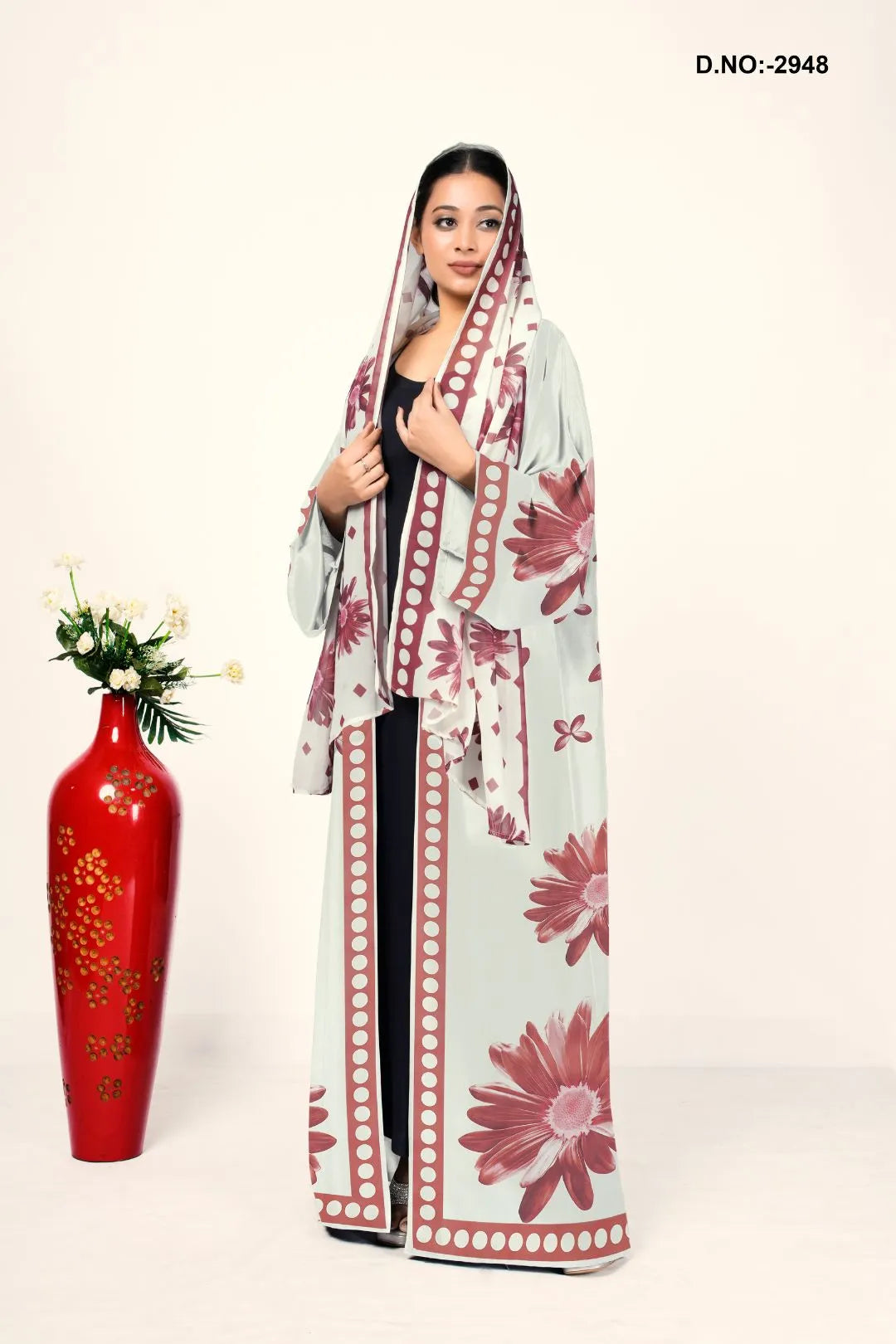 Women’s Satin Shrug with Stylish Motif Border Design