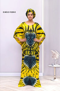 Yellow A Stunning Flowing Farasa Dress with Butterfly Sleeves