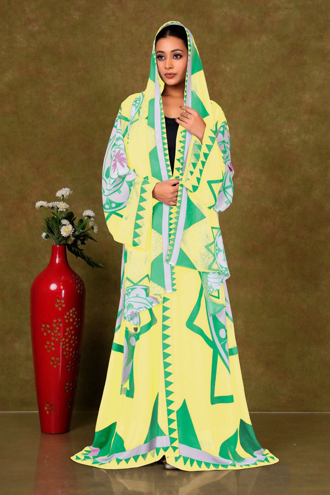 Chiffon Shrug Set with Geometric and Medallion Print GAJIWALA EXPORT
