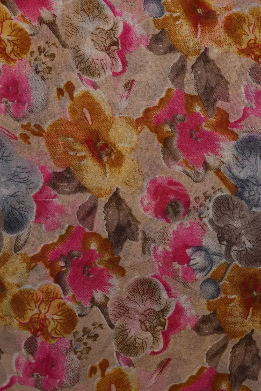 Yellow Flower Printed Stole For Abaya