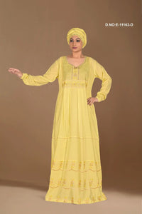 Yellow Exclusive Designer Kaftan with Stole For Women
