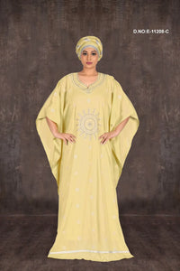 Yellow Fancy Embroidered Kaftan For Girls