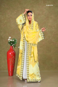 Yellow Graceful Floral Printed Shrug with Elegant Drape