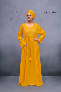 Yellow Luxury Tradition Diamond Work Kaftan Dress Designs