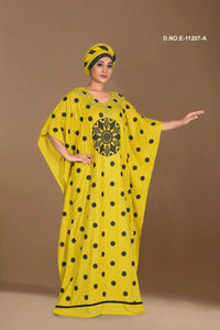 Yellow Women's Floral Print Maxi Kaftan Farasa