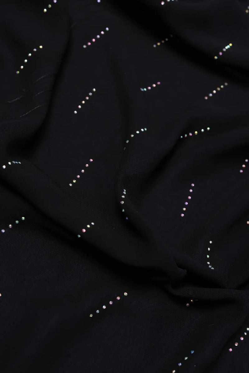 Zari Work Border Black Stole For Abaya