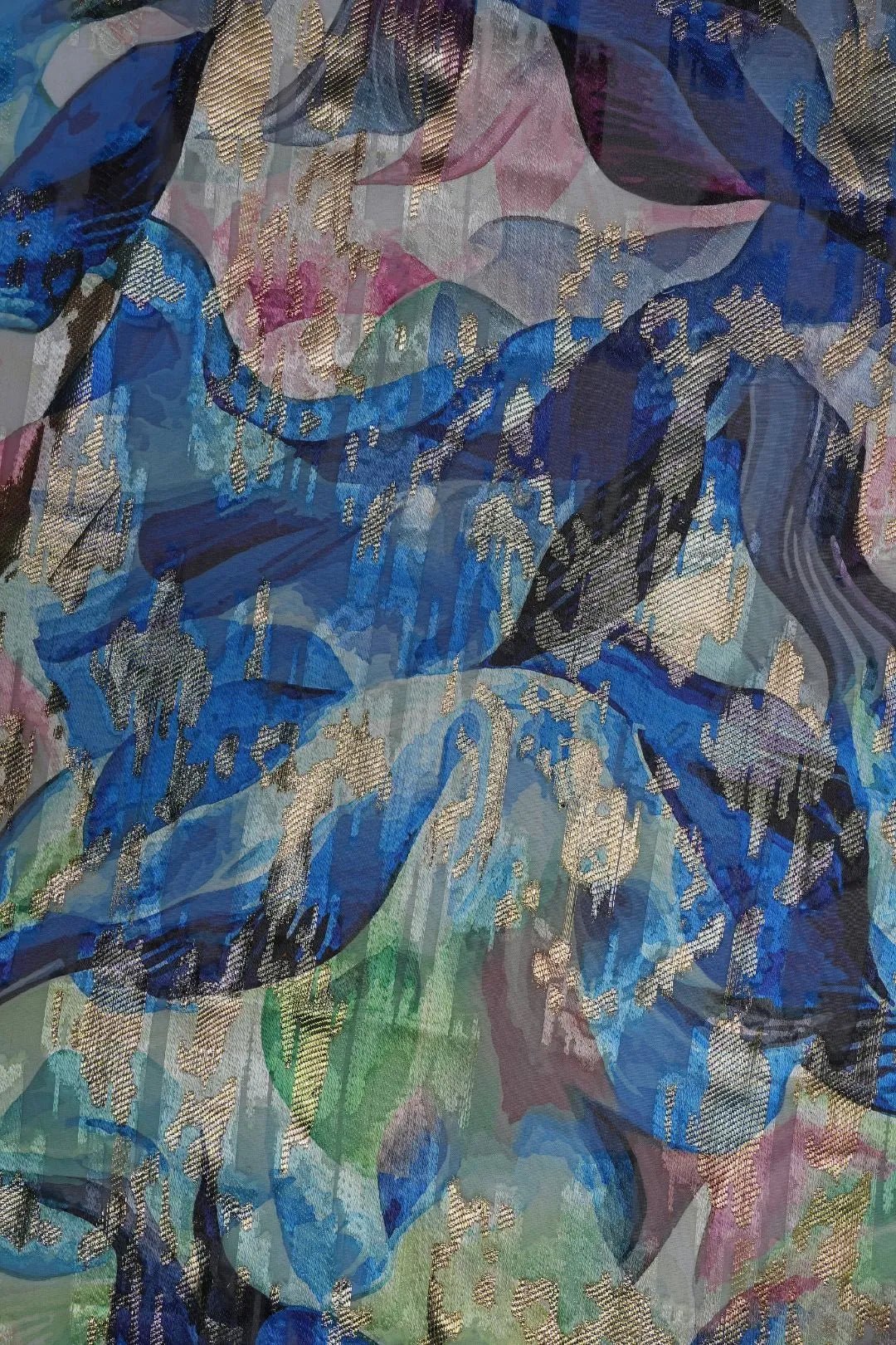 Abstract Floral Print Fabric with Textured Overlay - غاجي والا إكسبورت Gajiwala Export