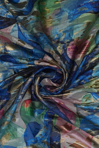 Abstract Floral Print Fabric with Textured Overlay - غاجي والا إكسبورت Gajiwala Export