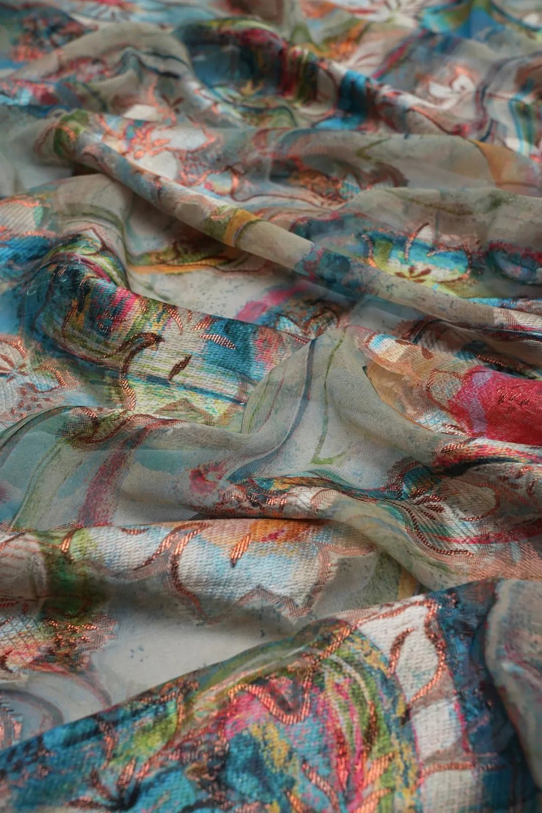 Abstract Marbled Print Multi - Color Fabric - غاجي والا إكسبورت Gajiwala Export